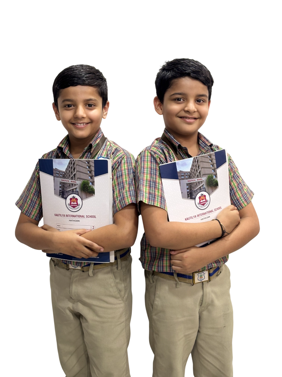 Smiling student holding books